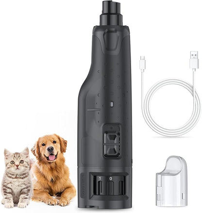 Rechargeable Dog Nail Grinder with 2 LED Lights Quiet 6 Speed Electric Nail Trimmer,Dust Cap,and 3 Grinding Ports for Large,Medium Small Dogs