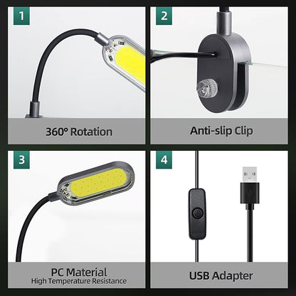 UPETTOOLS 3W Aquarium Light with Adapter LED Clip on 1-5 Gallon Fish Tank Light Small Full Spectrum USB Light 360° Rotation Lighting,for Betta Fish & Small Tank