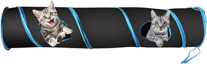 PetLike Cat Tunnel for Indoor Cats Collapsible Pop-up Pet Tube Peek Hole Hideaway Play Toys for Cats with Ball