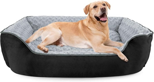 JOEJOY Rectangle Dog Bed for Large Medium Small Dogs - Washable Orthopedic Sofa Bed, Soft Breathable Puppy & Pet Cuddler, Durable Calming Dog Bed with Anti-Slip Bottom, Multiple Sizes, Black