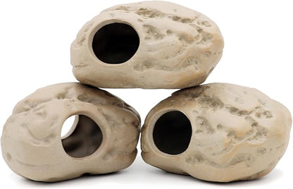 Ceramic Aquarium Decorations, Stackable Rock Caves Betta Fish Tank Accessories Rock Cave Decor (102x3)
