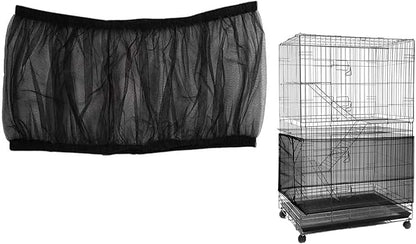ISMARTEN Bird Cage Seed Catcher Mesh Skirt Cover, Black, Foldable, 59-98 in Circumference, 13 in Height, Prevent Scatter and Mess
