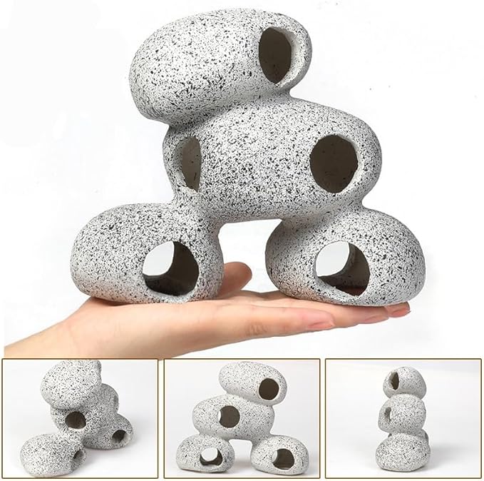 Aquarium Rock Decorations Resin Cichlids Rock with Artificial Moss Betta cave Betta Fish Tank Accessories Fish hides for Aquarium (Rock Cave)