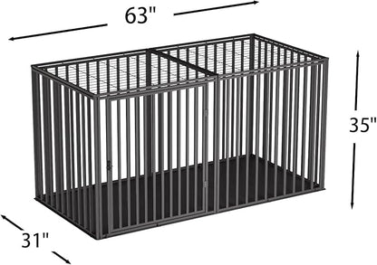 63" L x 35" H Super Large Steel Tube Dog Crate with Mat Base, Heavy Anti-Bite, Dog Crates for Large Dogs, Big Dog Cage, Dog Kennel, Puppy Dog Playpen with Top, Pet Cage, Indoor Outdoor, XXXL2