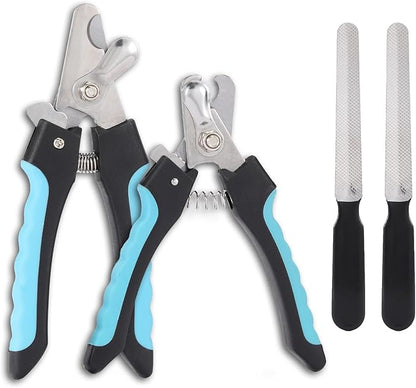 2 Pack Pet Nail Trimmer Clipper Set with 2 Nail Files, Dog Nail Clippers for Small, Large & Medium Dogs Cats Pet Toenail Clippers with Nail Files