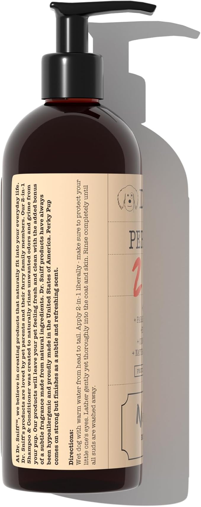 2-in-1 Pet Shampoo & Conditioner, Ultimate Grooming Treatment for Dog & Cat Hair, Freshens Scent, Made in The USA, Perky Pup Scent, 16 Oz