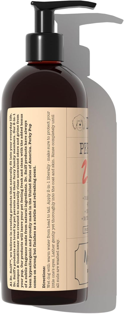 2-in-1 Pet Shampoo & Conditioner, Ultimate Grooming Treatment for Dog & Cat Hair, Freshens Scent, Made in The USA, Perky Pup Scent, 16 Oz