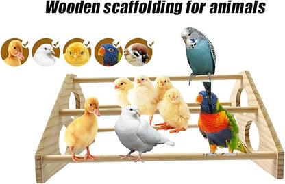 Chick Perch Chicken Coop Toys and Accessories,Chick Roosting Bar,Brooder for Baby Chicks,Strong Wooden Bird Perch. (Style 1, 14.4" x 10.7" x 6.7)