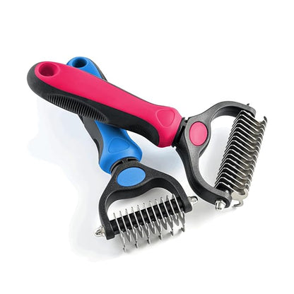 Cat & Dog Brush for Shedding and Dematting,Double-Sided Pet Hair Removal Tool With Metal Comb to Reduce Shedding and Remove Mats,Pet Grooming Brush for Small, Medium Dogs and Cats，pink