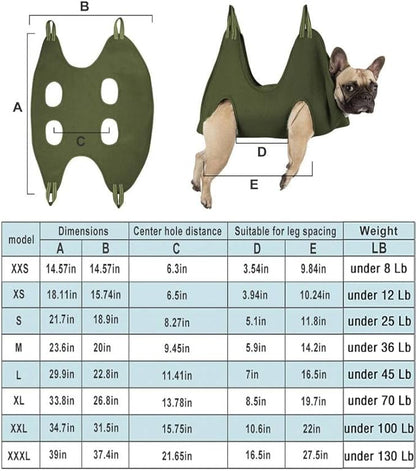 10 in 1 Pet Grooming Hammock Harness with Nail Clippers/Trimmer, Nail File, Comb,Dog Nail Hammock, Dog Grooming Sling for Nail Trimming/Clipping (XXL/Under 120lb, Khaki Green)