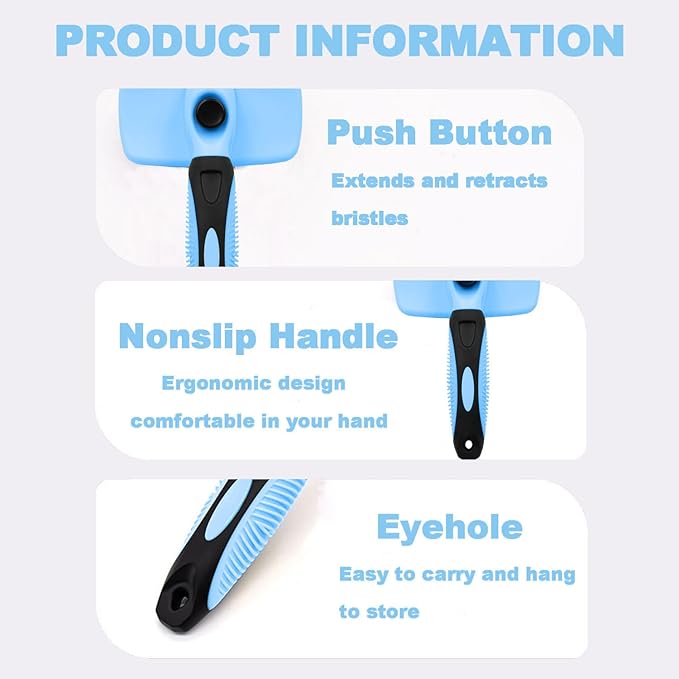 YINGFAN Self Cleaning Slicker Brush for Dogs, Skin Friendly Dog Brush for Shedding, Deshedding Dog Brush for Long Haired and Short Haired Dogs (Sky Blue)