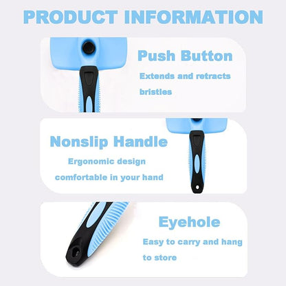 YINGFAN Self Cleaning Slicker Brush for Dogs, Skin Friendly Dog Brush for Shedding, Deshedding Dog Brush for Long Haired and Short Haired Dogs (Sky Blue)