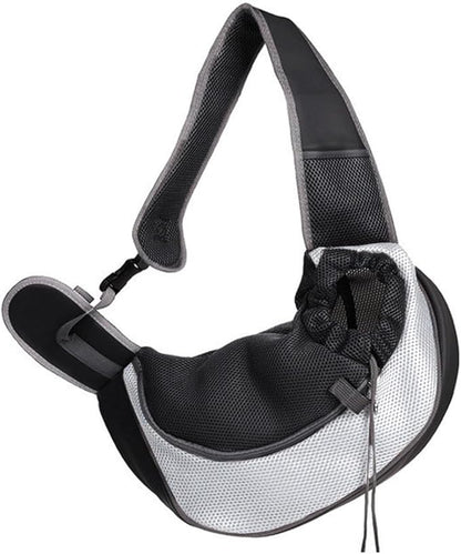 Dog Sling Carrier Pet Puppy Sling Bag Small Dogs Cats Carrier Hand Free Dog Satchel Carrier for Outdoor Travel, Medium, Grey