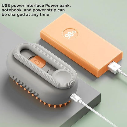 Nidouillet Steamy Cat Brush, 3 in 1 Multifunctional Cat Steamy Brush, Steam Cat Hair Brush for Massage, Electric Steamy Dog Brush,Pet Steam Brush for Removing Tangled And Loose Hair (coffee)