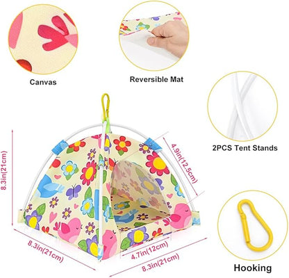 All-Season Bird Bed & Nest Tent with Dual-Sided Mat — Compact Hammock Cage Accessory for Budgies, Lovebirds, Finches, Parrotlets & Small Birds (Medium)