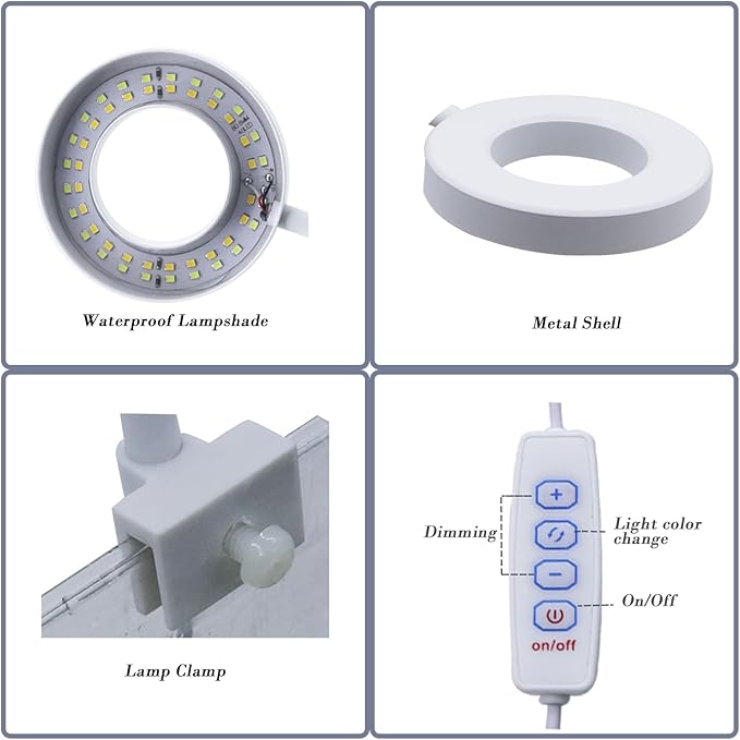 Upgraded Aquarium Light Clip On Fish Tank LED Light Small USB Light Dimmer Multi-Color White+Warm Yellow+Yellow 1 to 5 Gal (Adapter NOT Included, No Timer)