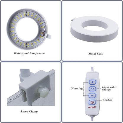 Upgraded Aquarium Light Clip On Fish Tank LED Light Small USB Light Dimmer Multi-Color White+Warm Yellow+Yellow 1 to 5 Gal (Adapter NOT Included, No Timer)