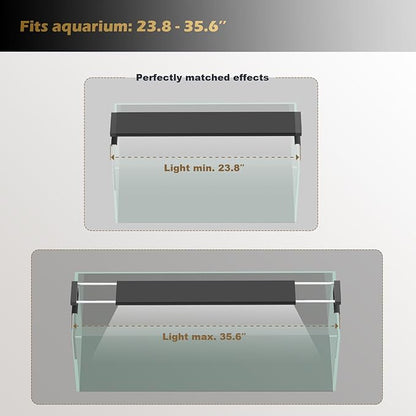 GLOWRIUM Smart Aquarium Light, Bluetooth + WiFi Dual Control Freshwater Fish Tank Light with App, Multi-preset Spectrum, Brightness Adjustable, Anti-Drop, Real Time Water Temperature Sensor (24-36 in)