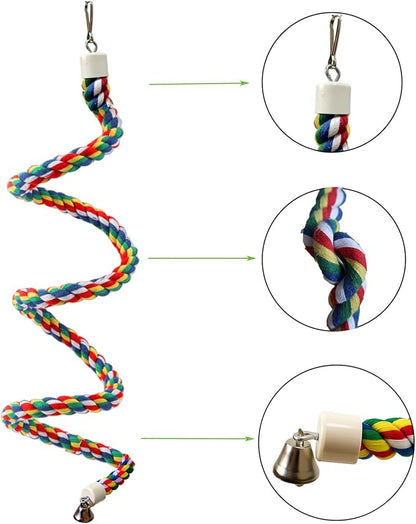 Bird Perch,Bird Rope Perch & Birds Swing Set,Bird perches for cage,Rope Perch for Conures,Parrots,Cockatiel,Lovebird,Budgerigar,Parakeet perches for cage