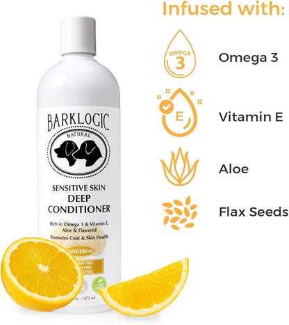 Sensitive Skin Deep Conditioner, Tangerine, 16 fl oz - Grooming Essentials for A Quality Coat - No Parabens, No Phthalates, No Sulfates, No DEA & PEG, Vegan