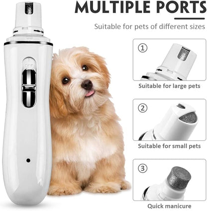 Electric Dog Nail Grinder, 2-Speed Electric Rechargeable Pet Nail Trimmer Paws Grooming & Grinding Tool for Small Medium Large Dog & Cats, Includes USB Wire