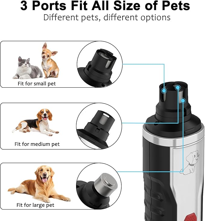 Dog Nail Grinder Upgraded, Professional 5-Speed Electric Rechargeable Pet Nail Trimmer Super Quiet Painless Paws Grooming & Smoothing for Small Medium Large Dogs & Cats