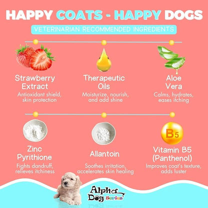 Alpha Dog Series Natural Puppy Shampoo and Conditioner Tear Free with Aloe Vera, pH-Balanced Shampoo for Puppies, Tearless Dog Shampoo and Conditioner, Puppy Wash Sensitive Skin 26.4 Oz (Pack of 2)
