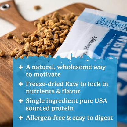Dr. Harvey's Wild Alaskan Salmon Bites Freeze Dried Dog Training Treats with Salmon Meat for Dogs, 7 Ounces