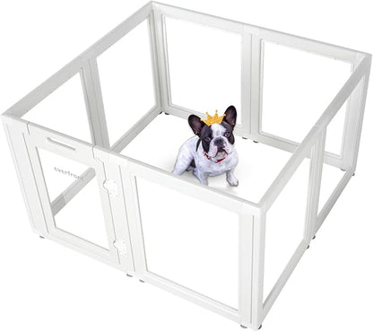 Clear Acrylic Plastic Dog Playpen Indoor,for Puppy Cat Rabbit Ferret Transparent Pet Pen,Easy Assemble Whelping Crate Kennel Cage Enclosure for Small & Medium Dogs (30.3" Height, 8PCS)