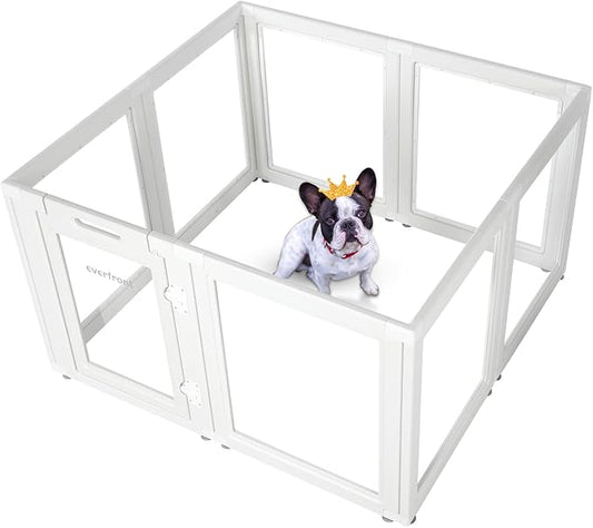 Clear Acrylic Plastic Dog Playpen Indoor,for Puppy Cat Rabbit Ferret Transparent Pet Pen,Easy Assemble Whelping Crate Kennel Cage Enclosure for Small & Medium Dogs (30.3" Height, 8PCS)