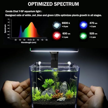 Aquarium Light, 3 Mode Clip on Fish Tank Light with Timer Function, Full Spectrum Aquarium Plant Light, Adjustable Brightness, for 6-10 Inch Fish Tank