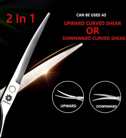 Dream Reach Dog Grooming Scissors - 7'' Professional Pet Cat Hair Scissors Set - Best Cutting & Curved & Thinning Shear Scissors & Grooming Comb Kit for Small Large Dogs Cats Pets