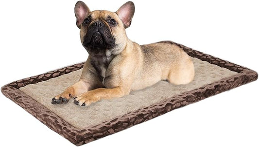 30 inch Dog Crate Bed Kennel Mat Indoor Cage Pad Medium Small Flat Thin Memory Foam Doggy Beds Washable Anti Slip Brown Puppy Sleeping Mat