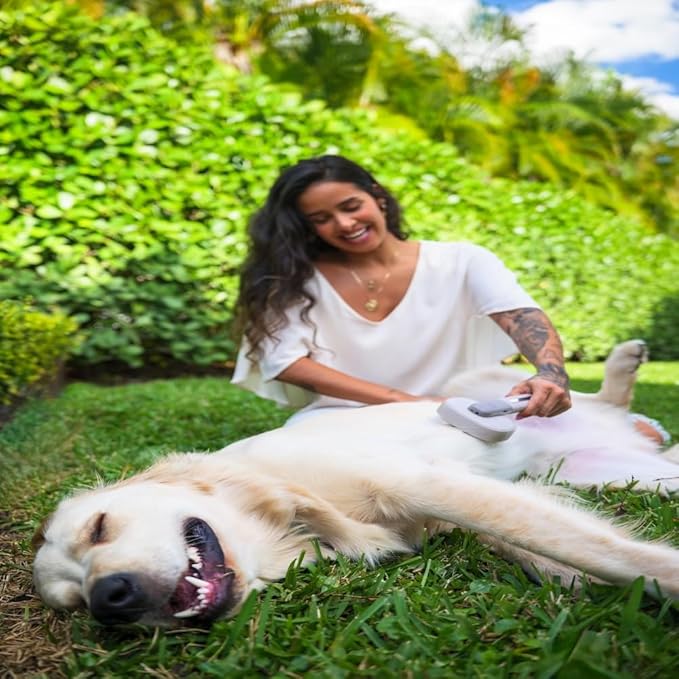 Bark&Bliss Self Cleaning Slicker Brush  Skin-Friendly Deshedding Grooming Tool for Dogs & Cats, Suitable for Shedding & Long-Haired Pets, Puppy Brush, Pet Grooming Brush, Cat Brush for Shedding