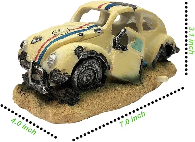 SLOCME Aquarium Bubble Wreck Car Decorations - Fish Tank Bubble Car Decor for Air Bubbler Oxygen Pump，Resin Material Car Decor