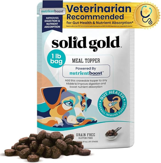 Solid Gold NutrientBoost Meal Topper for Dogs - Plasma Infused Dog Food Topper & Treats - Gut Health & Immune System Support - Grain Free Additive with Vitamins, Minerals, Protein & Amino Acids - 1 Lb