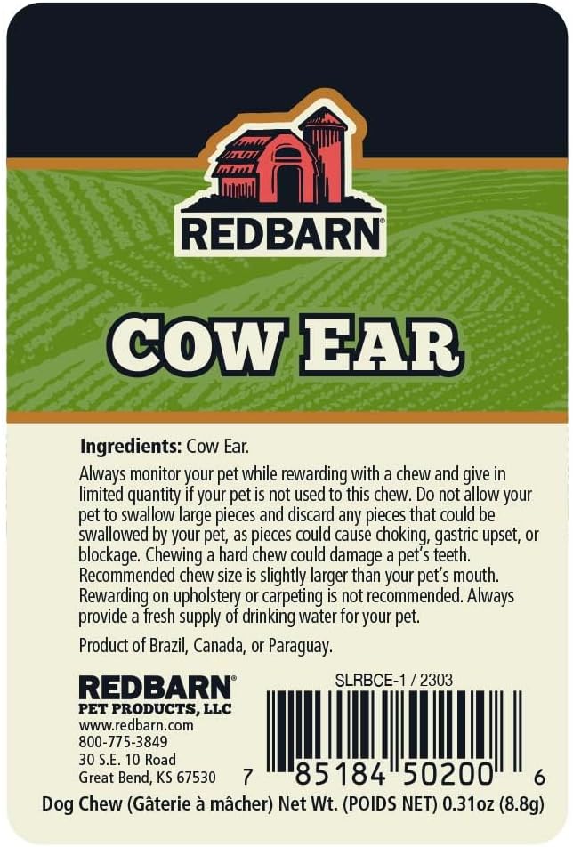 Redbarn All-Natural Cow Ears Chews for Dogs - Single Ingredient Rawhide Alternative Supports Joint and Dental Health - Grain Free Treat Made Without Chemicals - Case of 100 Ears