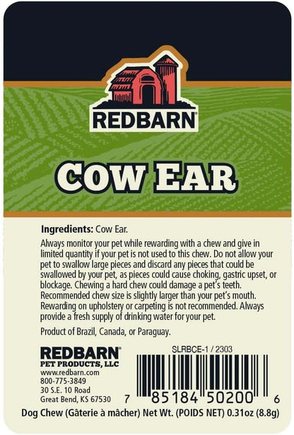 Redbarn All-Natural Cow Ears Chews for Dogs - Single Ingredient Rawhide Alternative Supports Joint and Dental Health - Grain Free Treat Made Without Chemicals - Case of 100 Ears