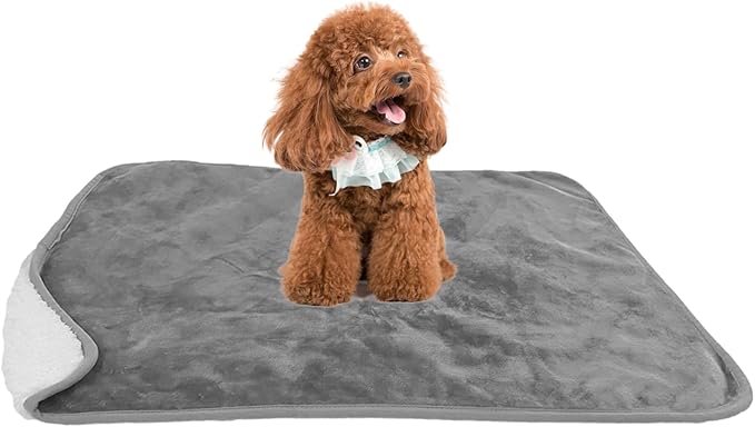 Bucephalus Waterproof Dog Blanket, Thick Reversible Soft Pet Blankets for Couch Bed Protection, Pee Proof Sherpa Fleece Blanket for Small Medium Large Dogs Puppy Cats Washable (Gray,25"_35")