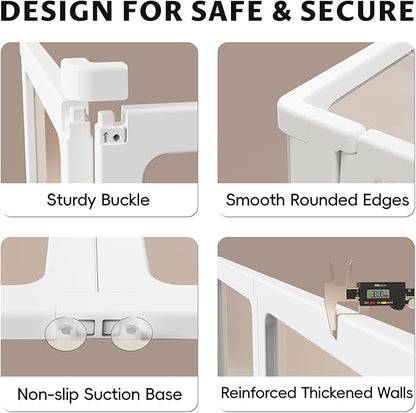 PALOPALO XXL Transparent Acrylic Pet Playpen for Puppies Nursing Dogs & Indoor Outdoor Cats - Lightweight Portable Kennel with Tool-Free Assembly, Breathable Design for Home Use