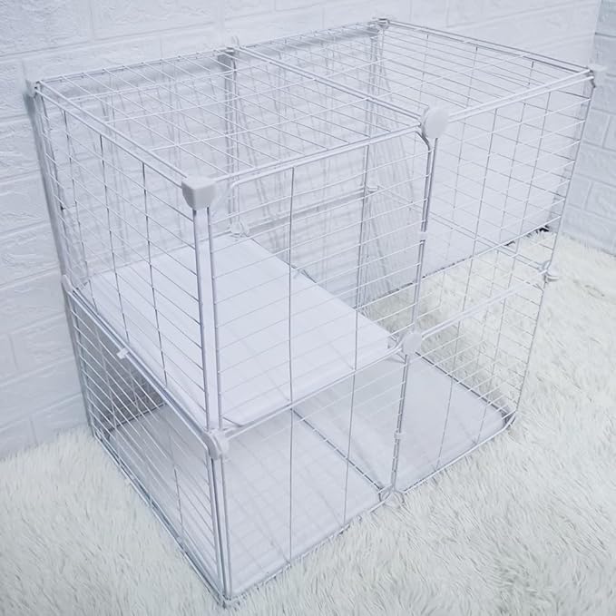 Cat Cage Indoor DIY Cat Playpen Detachable Metal Wire Kennels Cat Cage Indoor Cat Enclosures DIY Cat Playpen Metal Kennel (2 Tier)
