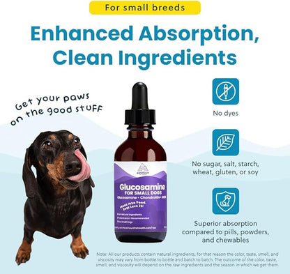 Paramount Pet Health Liquid Glucosamine for Small Dogs, 260mg Glucosamine Liquid for Dogs Joint Supplement for Mobility & Comfort, Easy-to-Use Liquid MSM & Chondroitin, 2 oz