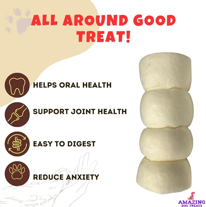 Amazing Dog Treats - Beef Cheek Rolls (Mega Thick 5-6" - 8 Pcs) - Safe Rawhide Alternative Dog Chew - Great for Power Chewers - Long Lasting Dog Chew - Retriever Rolls for Dogs