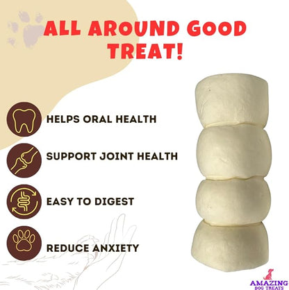 Amazing Dog Treats - Beef Cheek Rolls (Mega Thick 5-6" - 8 Pcs) - Safe Rawhide Alternative Dog Chew - Great for Power Chewers - Long Lasting Dog Chew - Retriever Rolls for Dogs