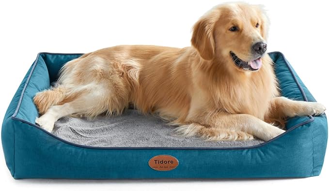Orthopedic Dog Beds for Medium Large Dogs, Durable Egg Crate Foam Sofa Dog Bed wit Washable Removable Cover,Waterproof Lining and Nonskid Bottom,Pet Bed for Large Dogs (Peacock Blue, X-Large)