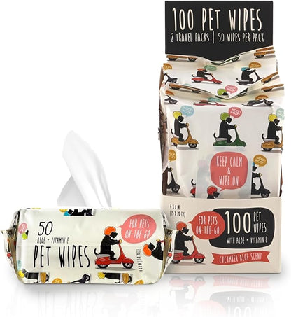 Dog Wipes, Pet Wipes for Dogs, Cat Wipes, Dog Paw Wipes, Dog Wipes for Paws and Butt, Dog Grooming Wipes, Dog Wipes Cleaning Deodorizing, Butt & Body, Aloe and Vitamen E Scent,100 Wipes