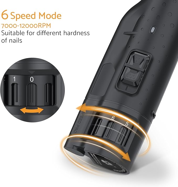 Rechargeable Dog Nail Grinder with 2 LED Lights Quiet 6 Speed Electric Nail Trimmer,Dust Cap,and 3 Grinding Ports for Large,Medium Small Dogs