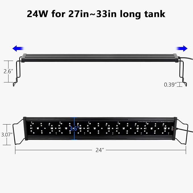 hygger New Mode 24/7 Timer LED Aquarium Light, Auto On Off Full Spectrum Fish Tank Light Fish Colorful/Sun/Nightlight/Wrgb Cycle Mode for Freshwater Plants Tank (for 27in~33in Long Tank)