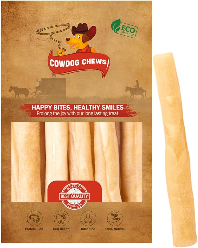 Collagen Sticks 6" (12 Pack) - Odor-Free, All Natural Collagen Dog Chews for Healthy Joints, Skin & Coat. Best Rawhide and Bully Stick Alternative Filled with Beefhide Goodness.