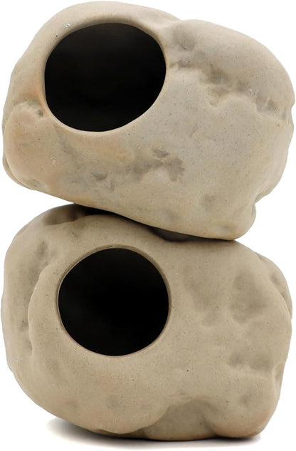 Ceramic Aquarium Decorations, Stackable Rock Caves Betta Fish Tank Accessories Rock Cave Decor (101x2)
